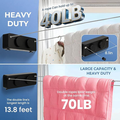 Retractable Clothesline Indoor Outside Heavy-Duty, Upgrade 304 Double Stainless - Image 5