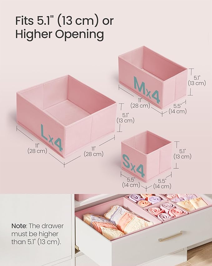 SONGMICS Drawer Organizers, Dresser Divider Organizers, Foldable Fabric Storage - Image 4
