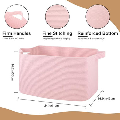 95L Extra Large Blanket Basket, Rectangle Nursery Blanket Storage - Image 2