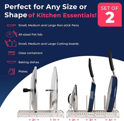 Better Things Home 14+ Dual Pan and Pot Lid Organizer Rack Set - Image 6