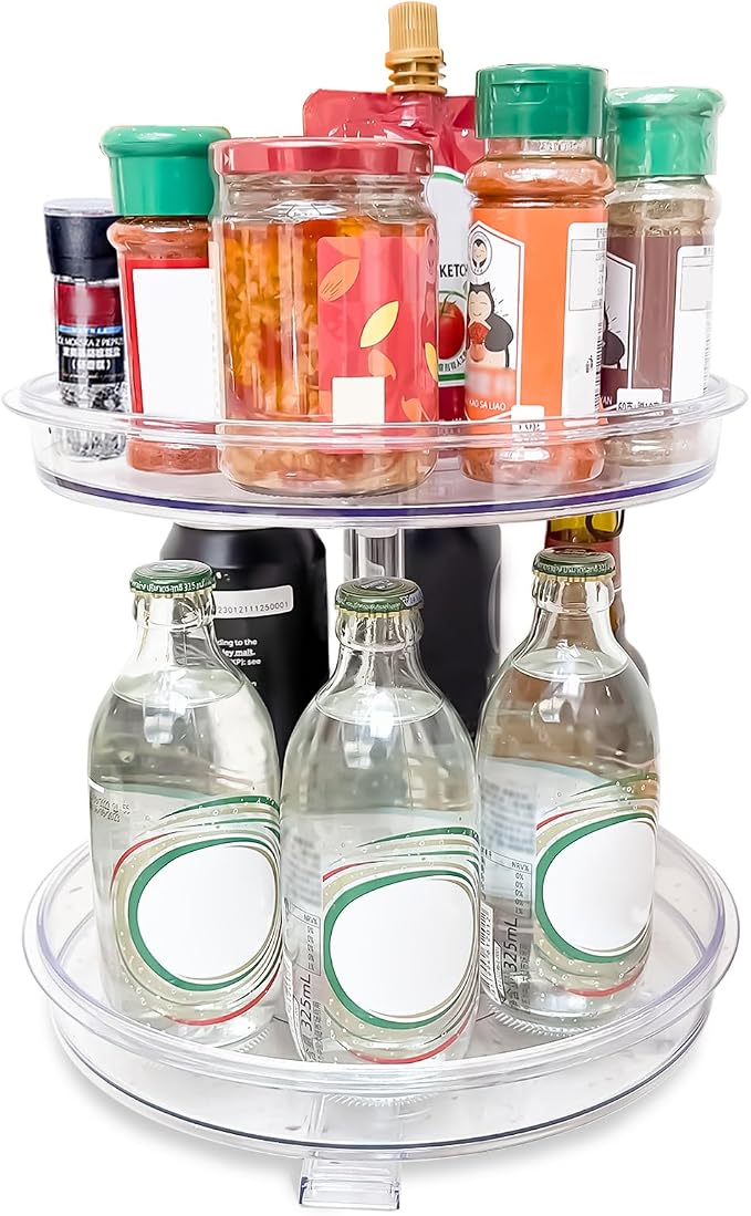 2 Tier Lazy Susan Organizer, 9.7 Inch Lazy Susan Turntable by LAZYBISON