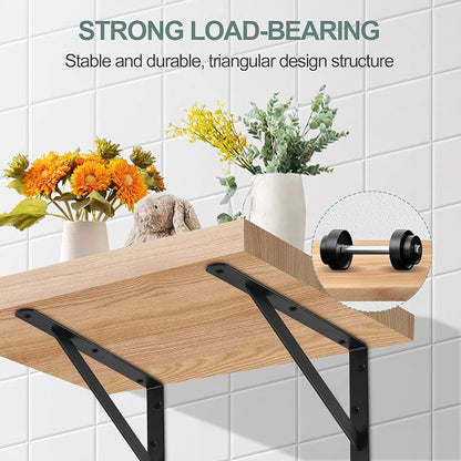 4 Pack L6 x H 4" Black Heavy Duty Shelf Brackets - Image 3