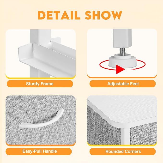 Curved Profile Dresser for Bedroom，5 Fabric Drawer Dresser - Image 7