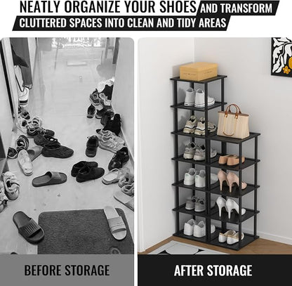 Bamboo Free Standing Shoe Rack Shelf Multi Tier Tall Wooden Stackable Shoes - Image 5