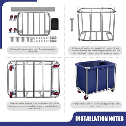 Commercial Laundry Cart with Wheels, 11.35 Bushel Large Laundry Tumbler with - Image 6
