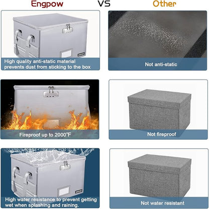 ENGPOW File Box with Lock, Fireproof Document Box with Pockets, Collapsible - Image 6