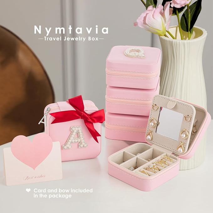 Birthday Gifts for Her, Initial Jewelry Box, Small Travel Jewelry Organizer - Image 6