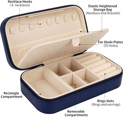 DesignSter Travel Jewelry Box, PU Leather Portable Jewelry Case, Small Jewelry - Image 2