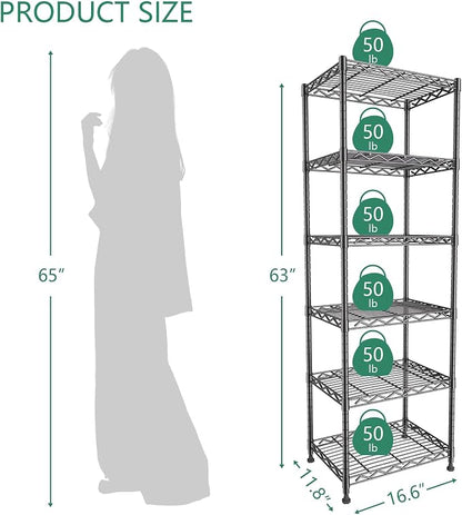 GIOTORENT 6-Tier Storage Shelves Standing Shelving Metal Units, Adjustable - Image 6