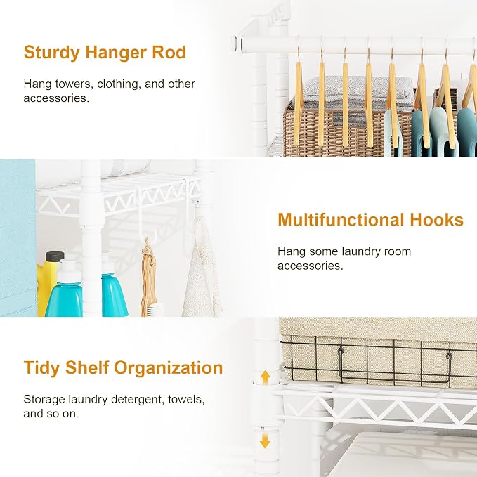 U14 Over Washer and Dryer Storage Shelves, 4 Tiers Laundry Room Storage and - Image 6