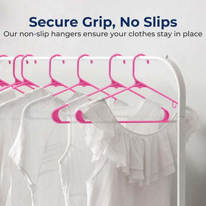 SereneLife 200 Pink Plastic Hangers Non-Slip Heavy Duty Coat and Clothes Hanger - Image 3