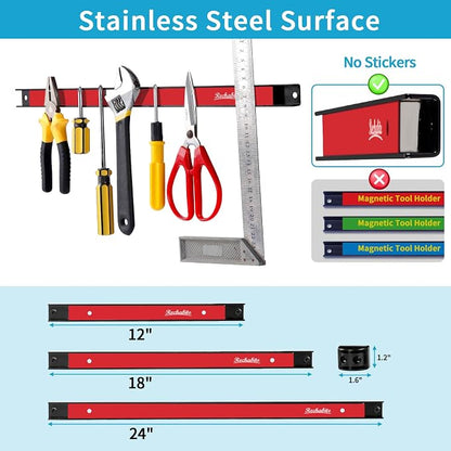 4 Pieces 12" Magnetic Tool Holder Strip, Metal Tool Organizer Rack - Image 4