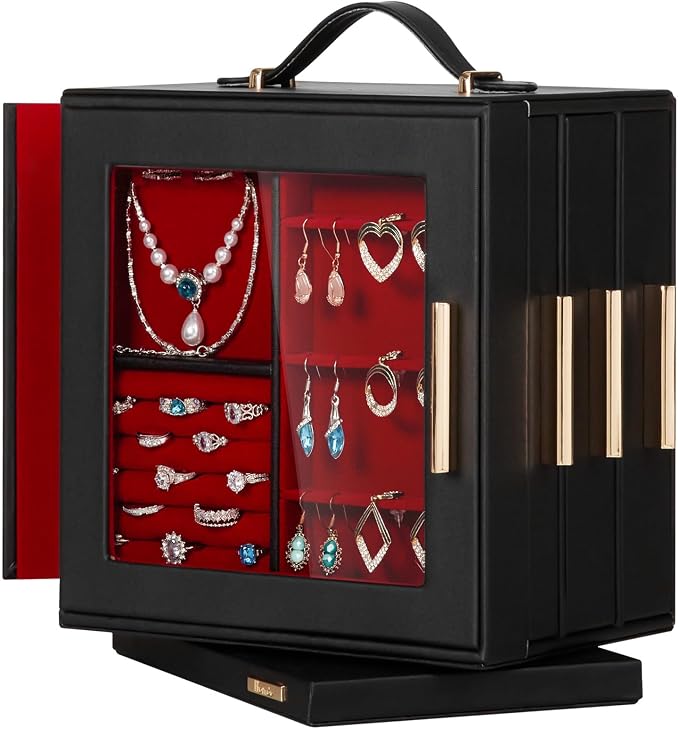 Homde Christmas Gifts Jewelry Box 360° Rotating, Necklace Earring Organizer by Homde