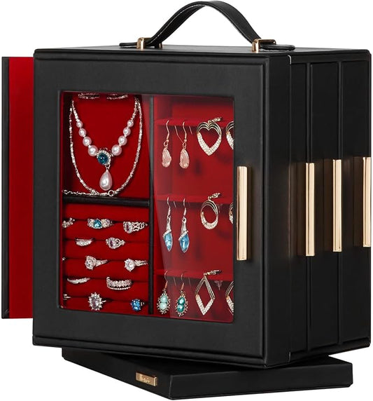 Homde Christmas Gifts Jewelry Box 360° Rotating, Necklace Earring Organizer by Homde