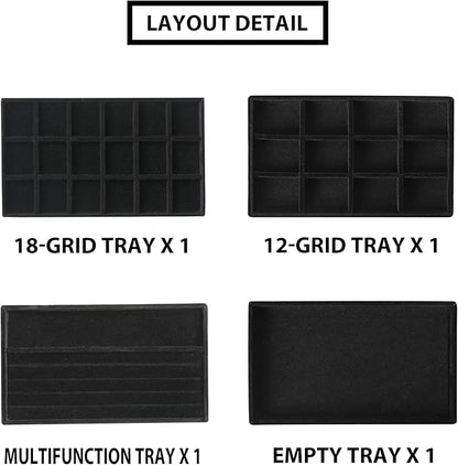 Frebeauty Jewelry Organizer Tray, Stackable Velvet Jewelry Trays, Drawer - Image 4