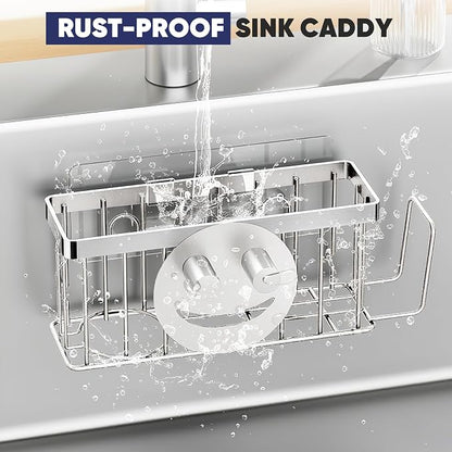 Sponge Holder for Kitchen Sink, Sink Caddy Smiley Face, 4-in-1 Sponge Holder - Image 7