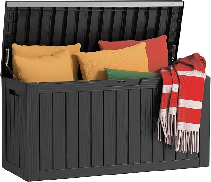 80 Gallon Outdoor Deck Box, Storage Lockable Waterproof Patio Furniture by MAIUSCOLI