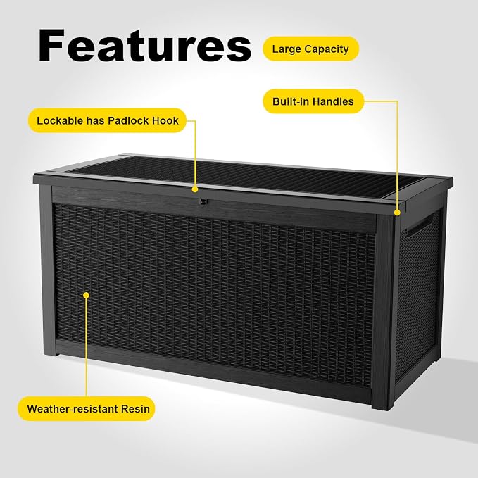 320 Gallon Waterproof Outdoor Storage Box, UV Resistant Resin Deck Box - Image 6