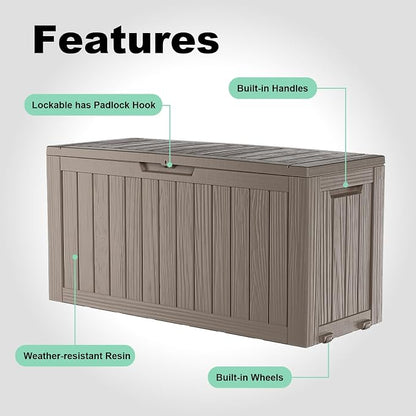 75 Gallon Resin Deck Box, Lockable Outdoor Storage Box - Image 7