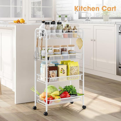 TOOLF 4-Tier Rolling Cart, Metal Utility Cart - Image 2