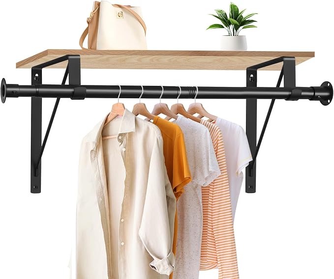 Closet Rod, 16 to 63 Inch Closet Rods Heavy Duty Adjustable Wardrobe Poles by Anndason