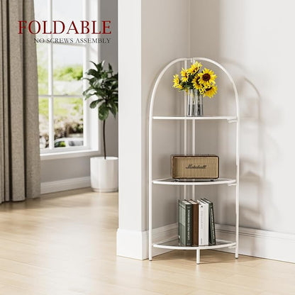 Crofy Foldable 3 Tier Corner Shelf, Metal Corner Plant Stand - Image 6