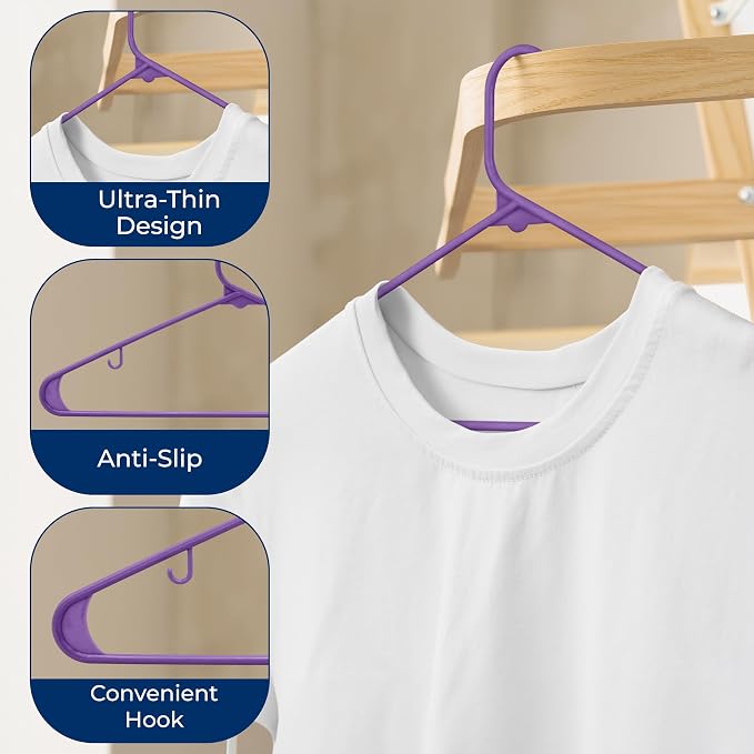 SereneLife 30 Pack Plastic Clothes Hangers – Ultra Lightweight Slim Non Slip - Image 5
