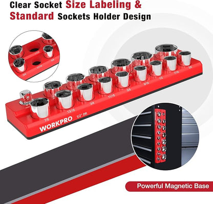 WORKPRO Magnetic Socket Organizer, 1/2-Inch SAE Sockets Holder, Socket Trays - Image 5