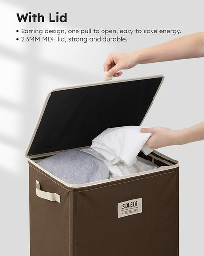 SOLEDI Laundry Hamper with Lid 100L Large & Tall Collapsible Laundry Basket - Image 6