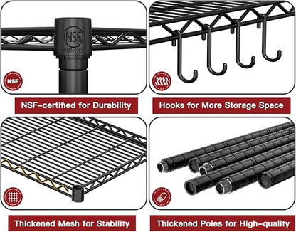 PrimeZone 48" W x 24" D x 81" H Heavy Duty Wire Storage Shelves - Image 4