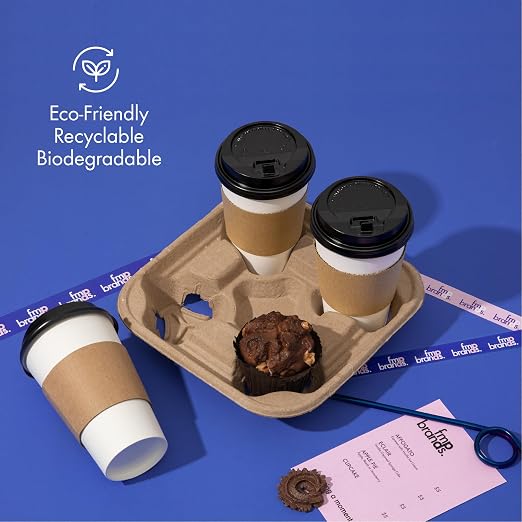 FMP Brands 4 Cup Disposable Drink Carrier Trays, 45 Pack Compostable Pulp Fiber - Image 4