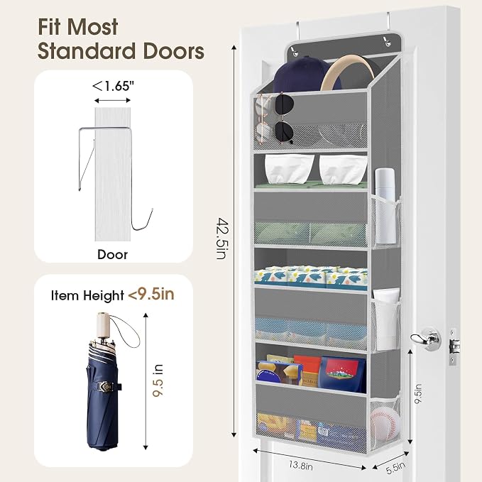 2 Pack Over The Door Organizer, Hanging Storage Organizer - Image 2