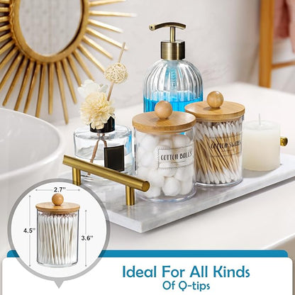 2 Pack Qtip Holder Dispenser - 10 oz Clear Plastic Apothecary Jar Containers - Image 3