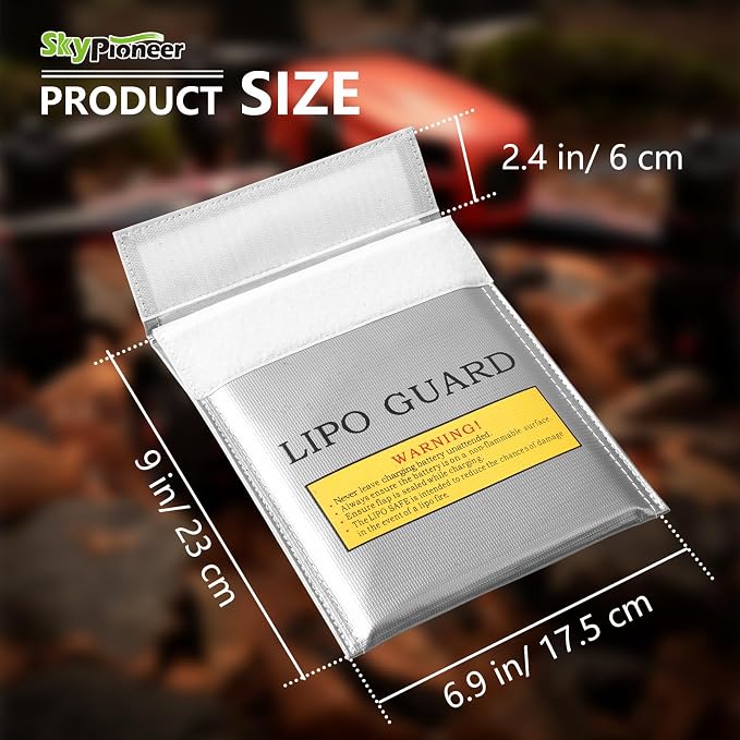 2 Pack Lipo Safe Bags, Fire Retardant Lipo Battery Bag, 6.9''x9'' Silver - Image 2