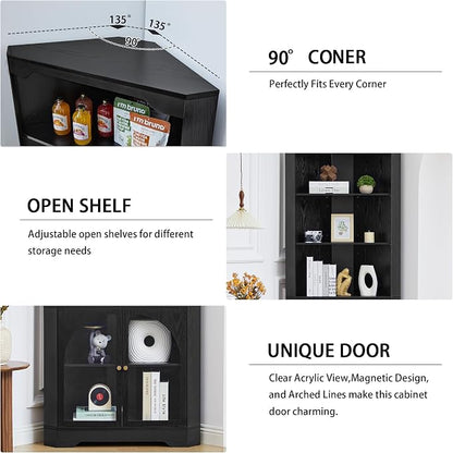 Mid-Century Modern 70" H Tall Coner Storage Cabinet - Image 4