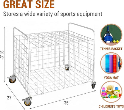 MyGift Professional Gym Metal Multi Sports Ball Storage Cart - Image 3