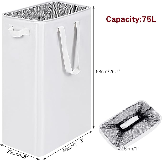 efluky Slim Laundry Basket, Narrow Laundry Hamper - Image 2