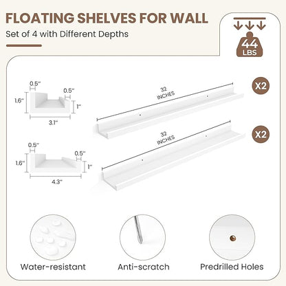 Fun Memories Picture Ledge Shelf, 32 Inch Picture Shelves - Image 3
