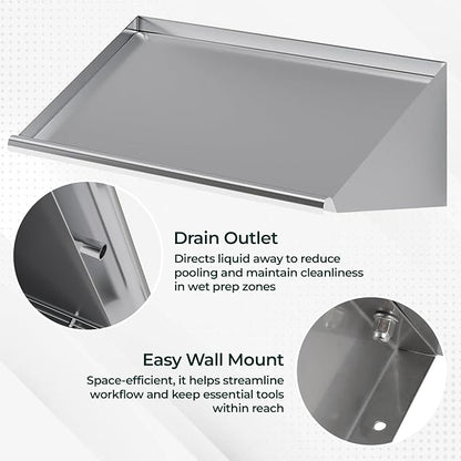 304 Stainless Steel Slanted Wall Rack Shelf - Image 3