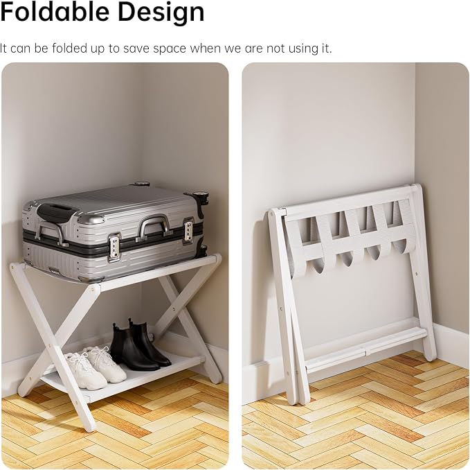 HITNET White Luggage Rack, Folding Suitcase Stand - Image 3