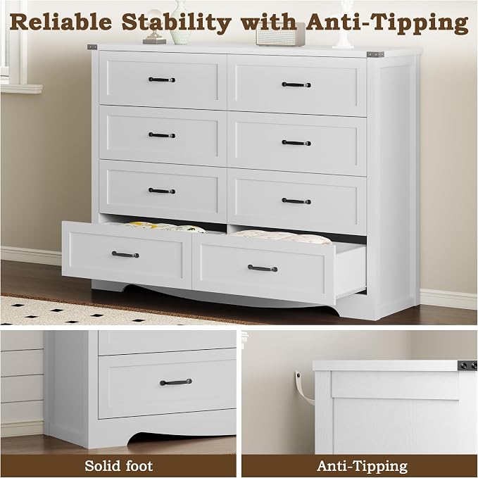 8-Drawer Dresser for Bedroom, Modern Wooden Chest of Drawers - Image 7