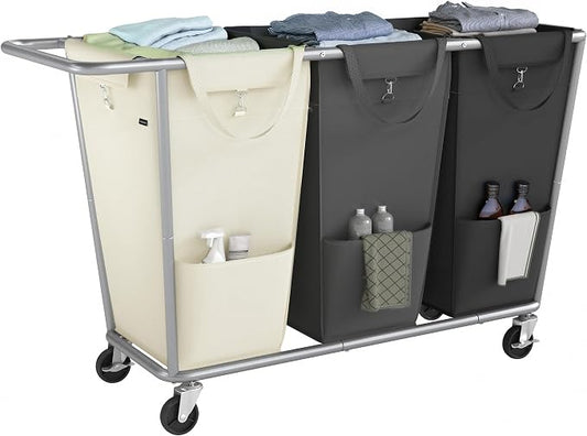 SONGMICS Laundry Basket with Wheels, 3-Section Laundry Sorter, 76.6 Gallons by SONGMICSbySONGMICSHOME