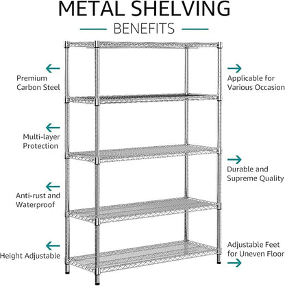 IZEUK 4250 LBS Garage Shelving Wide Storage Shelves 5 Tier Metal Shelves Heavy - Image 5