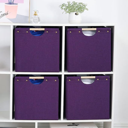 HOONEX Large Collapsible Storage Bins, Linen Fabric, Storage Baskets - Image 4