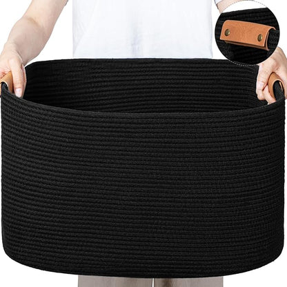 danpinera Large Woven Basket, 108 L Blanket Basket by danpinera