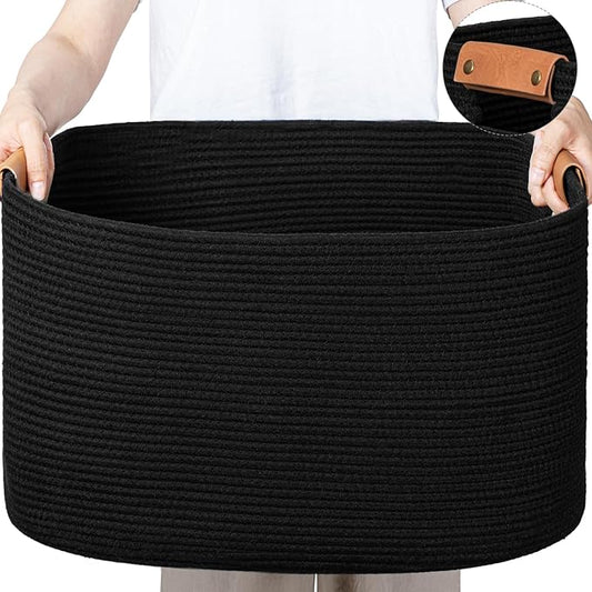 danpinera Large Woven Basket, 108 L Blanket Basket by danpinera
