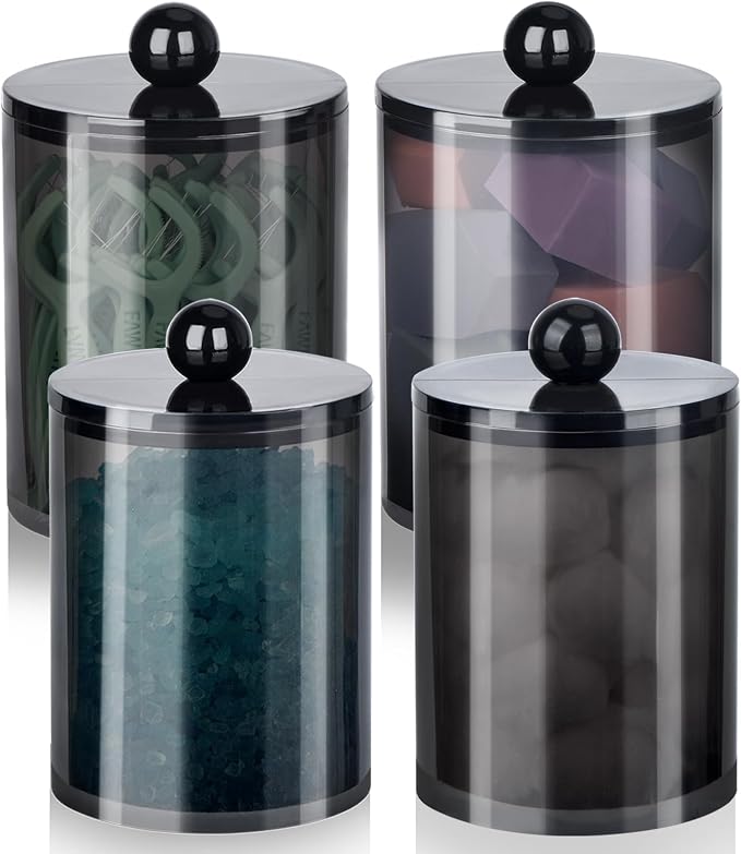 4 Pack Qtip Holder, Canister Apothecary Jar Set, Bathroom Jars by XIPENGKEJI