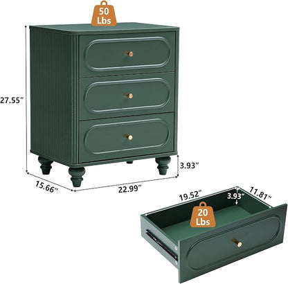 3 Drawer Fluted Dresser for Bedroom, Mid Century Modern Chest of Drawers - Image 2