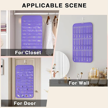 Hanging Jewelry Organizer Storage, 40 Pockets 36 Hooks Necklace Earring - Image 4