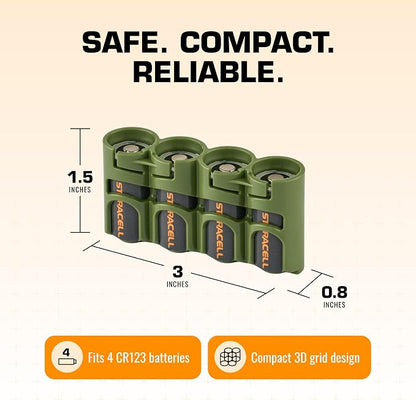 Storacell Slimline CR123 Battery Storage Caddy, Military Green, Holds 4 - Image 6
